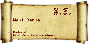 Wahl Barna névjegykártya